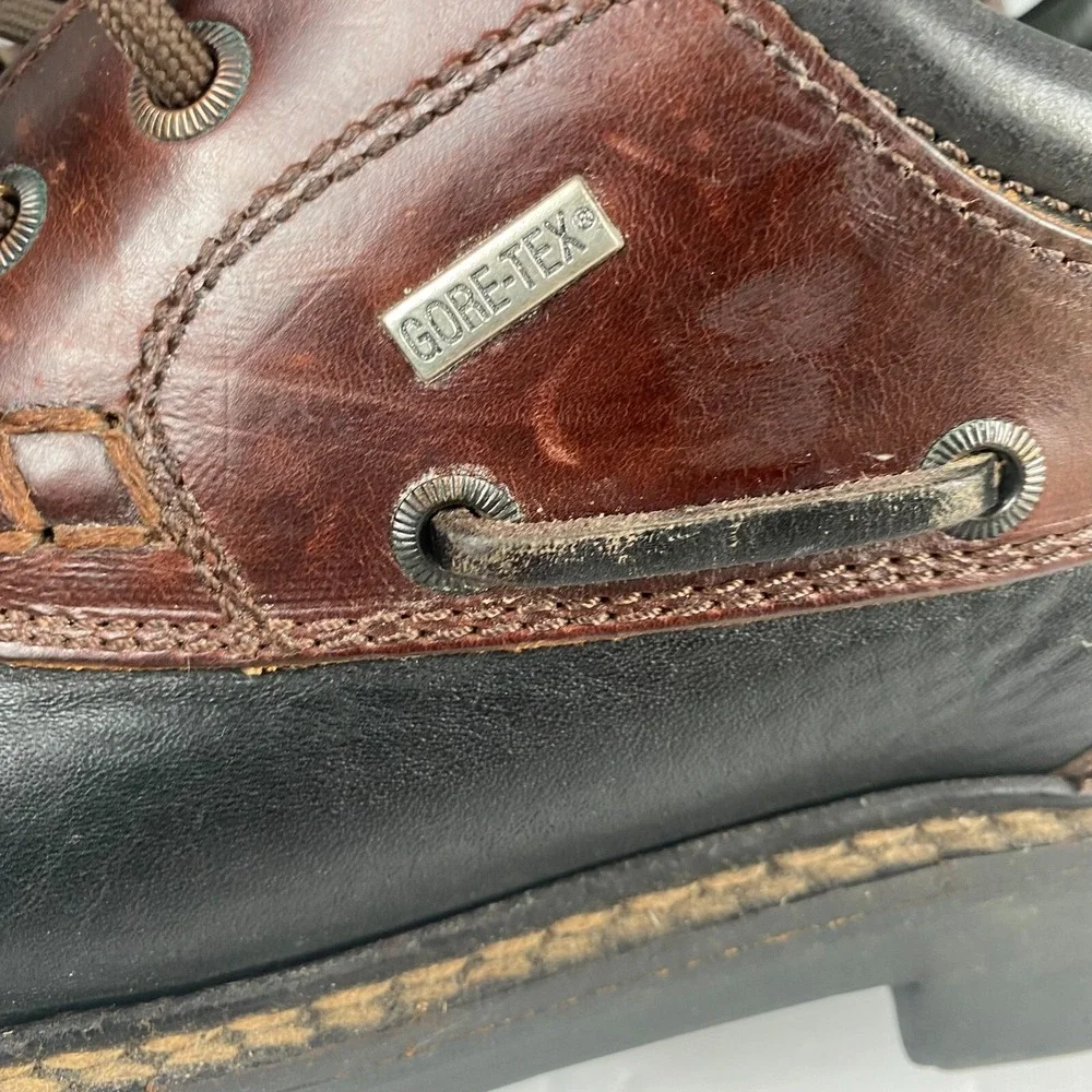 Johnston & Murphy Boat Loafer‎ Shoes Men's 9 M Brown black Leather 3 Eye Lug Moc